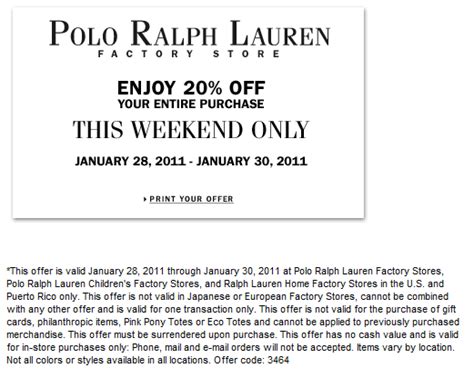 ralph lauren factory store coupon usa